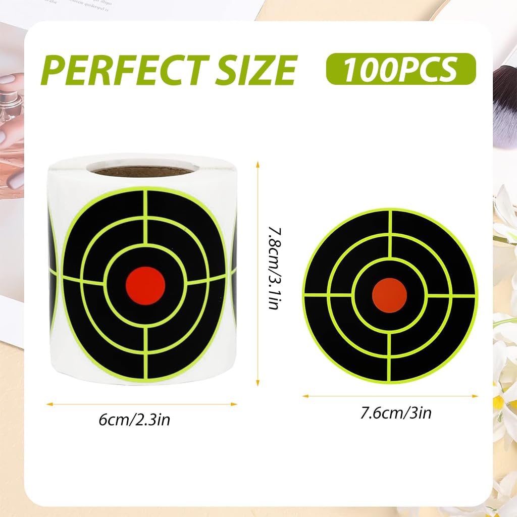Optifit Shooting Aim Papers 200 pcs for Archery Practice with Fluorescent Bullseye 7.6x7.8 cm