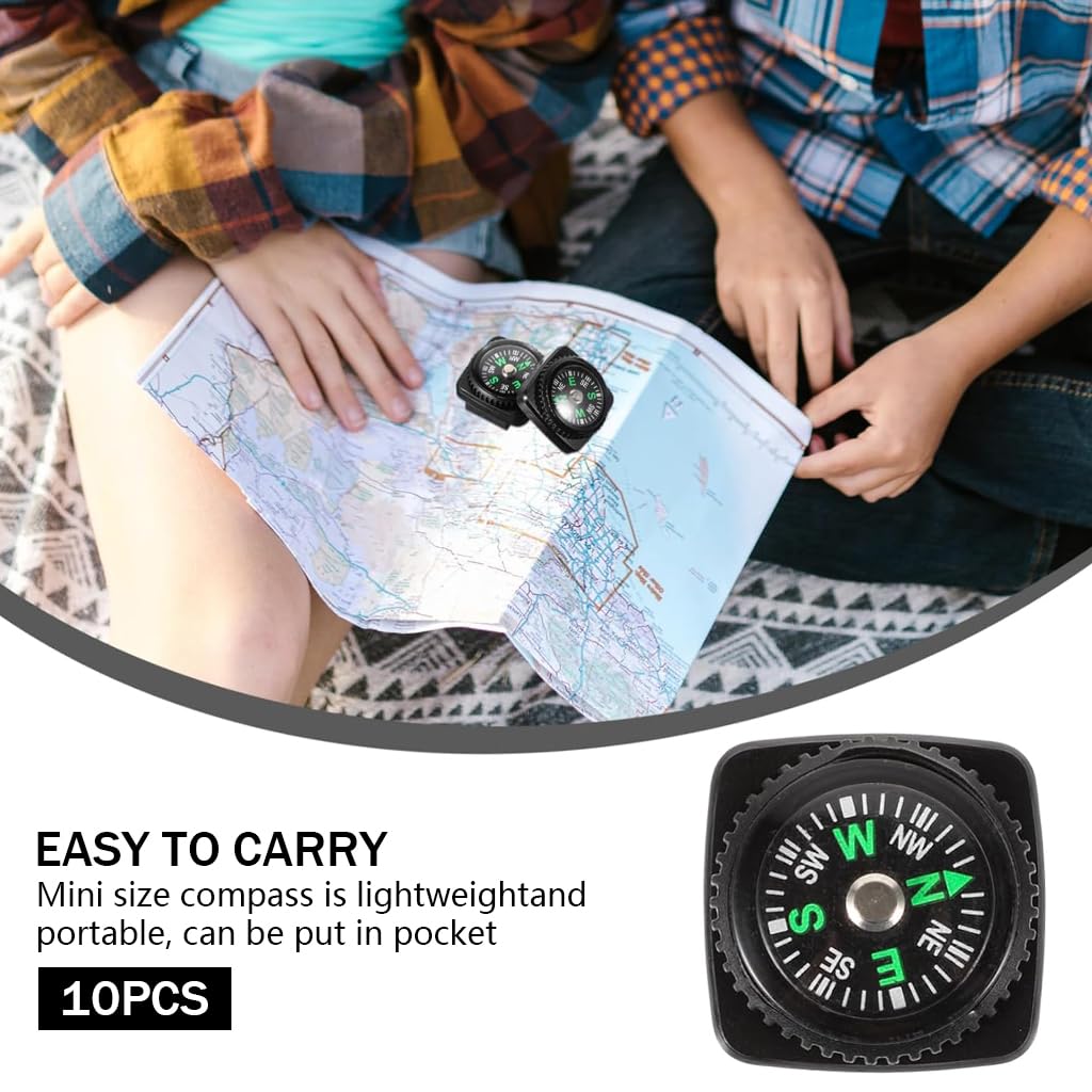 PROBEROS Wrist Compass Pack of 10 for Hiking and Camping featuring 24mm Base Mount | Compatible with 21mm Watch Strap