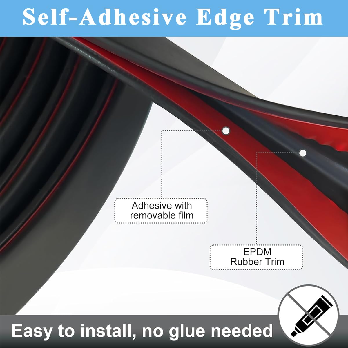 HASTHIP 16.4ft Rubber Edge Trim Cuttable Rubber Edge Trim Protective EPDM Board Edge Trim Tape Double Side Interior Adhesive Design Rubber Edge Trim for 0.5-2mm Thickness Metal Boards or Panels