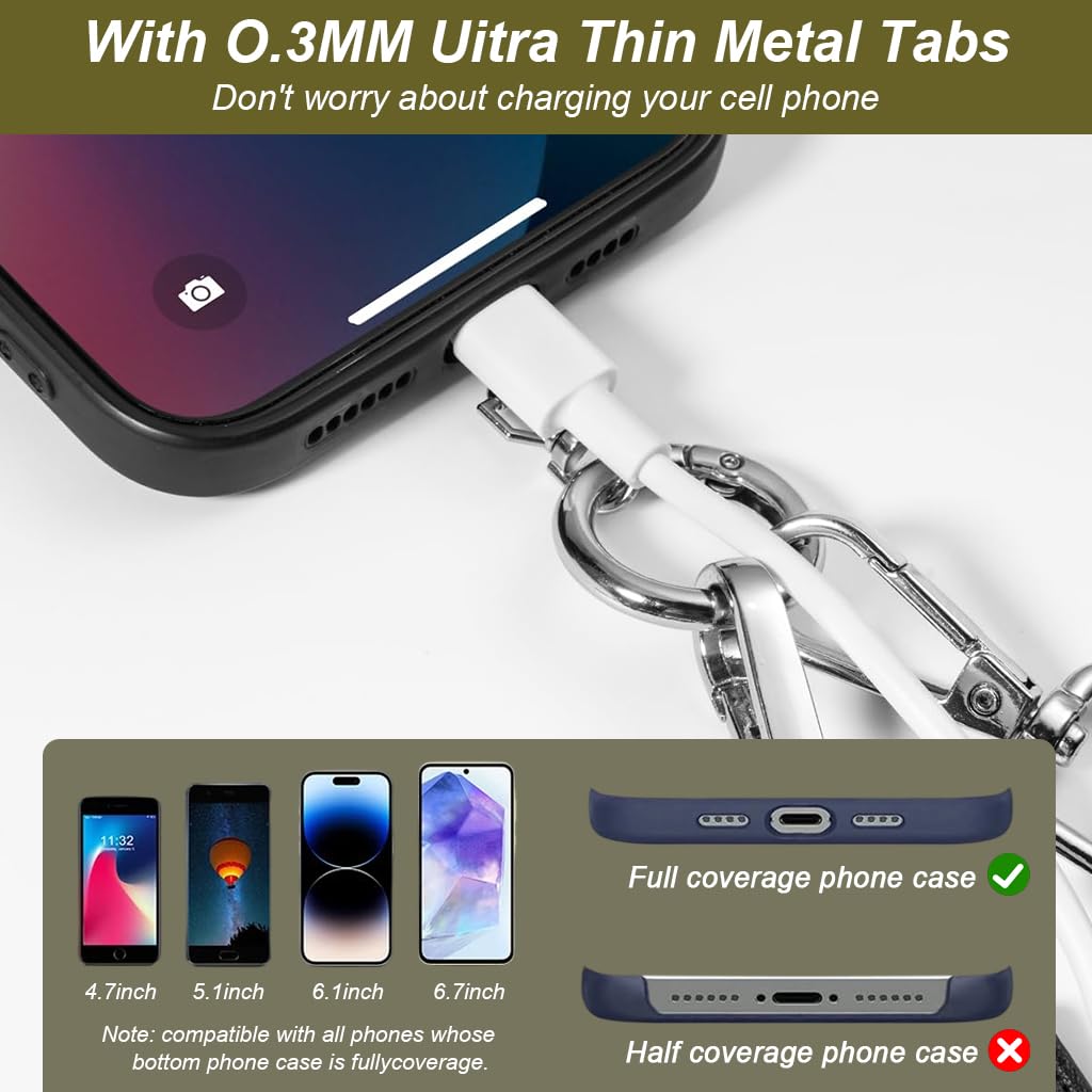 ZORBES 2 in 1 Phone Sling Strap with Zipper Pouch for Travel and Outdoor Use | Stainless Steel Tether Tabs and Adjustable Neck Lanyard