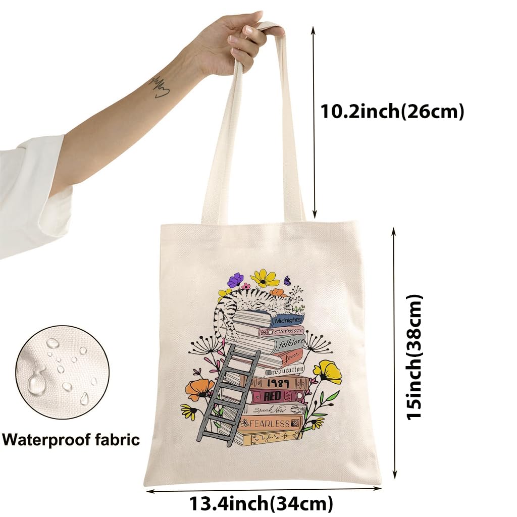 PALAY® Taylor Tote Bag with Zipper Inner Pocket Singer Album Inspired Fans Gifts Music Lovers Reusable Canvas Bags