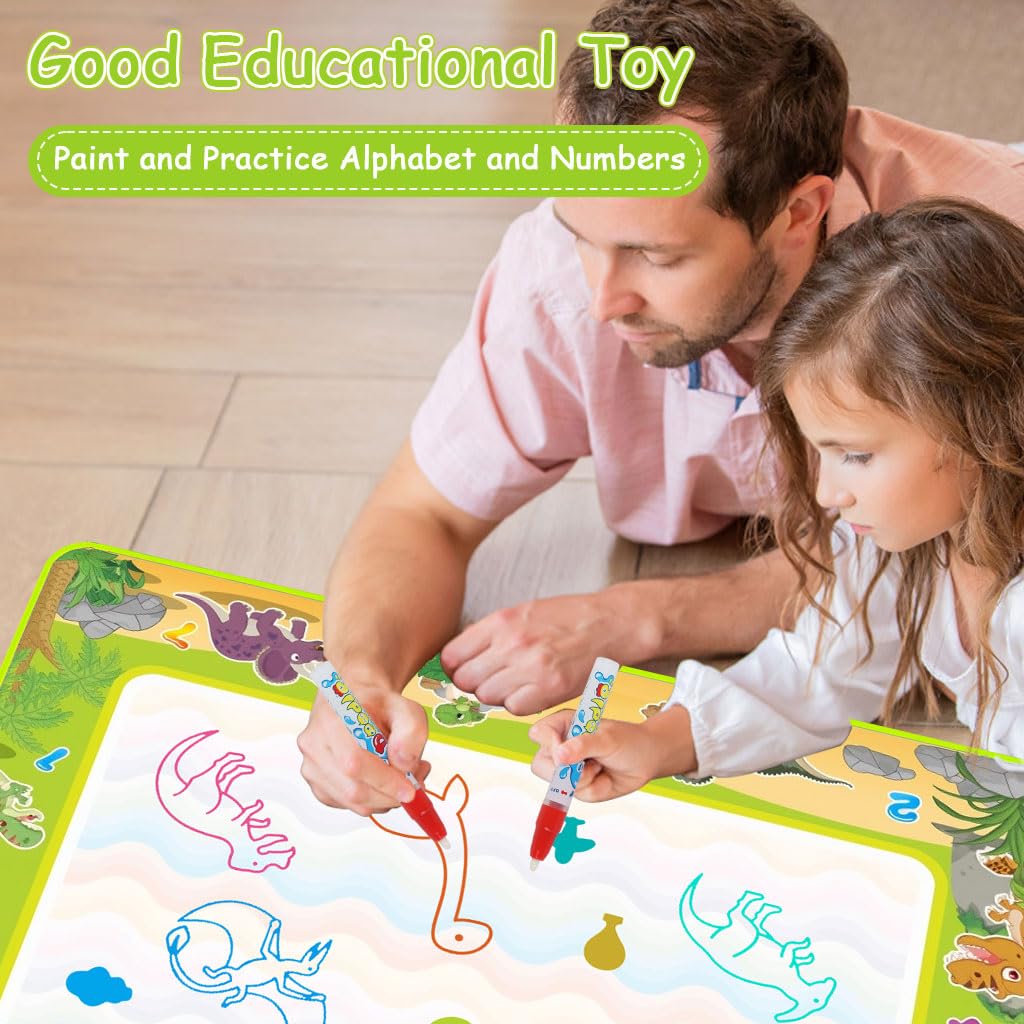 PATPAT Magic Water Doodle Mat for Kids with Water Pens and Stamps 100x80cm | Mess-Free Fun