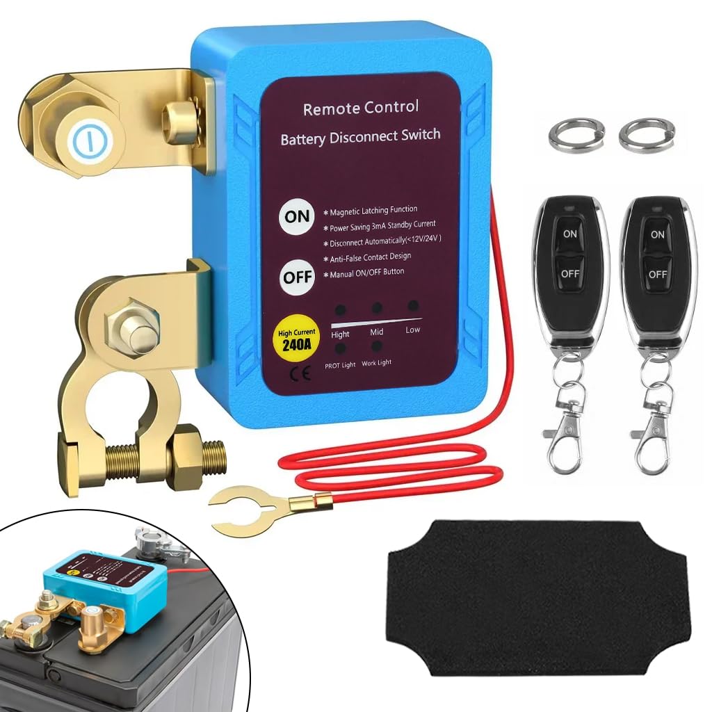 STHIRA Car Battery Power Switch for 12V and 24V Vehicles with LCD Display and 2 Remotes