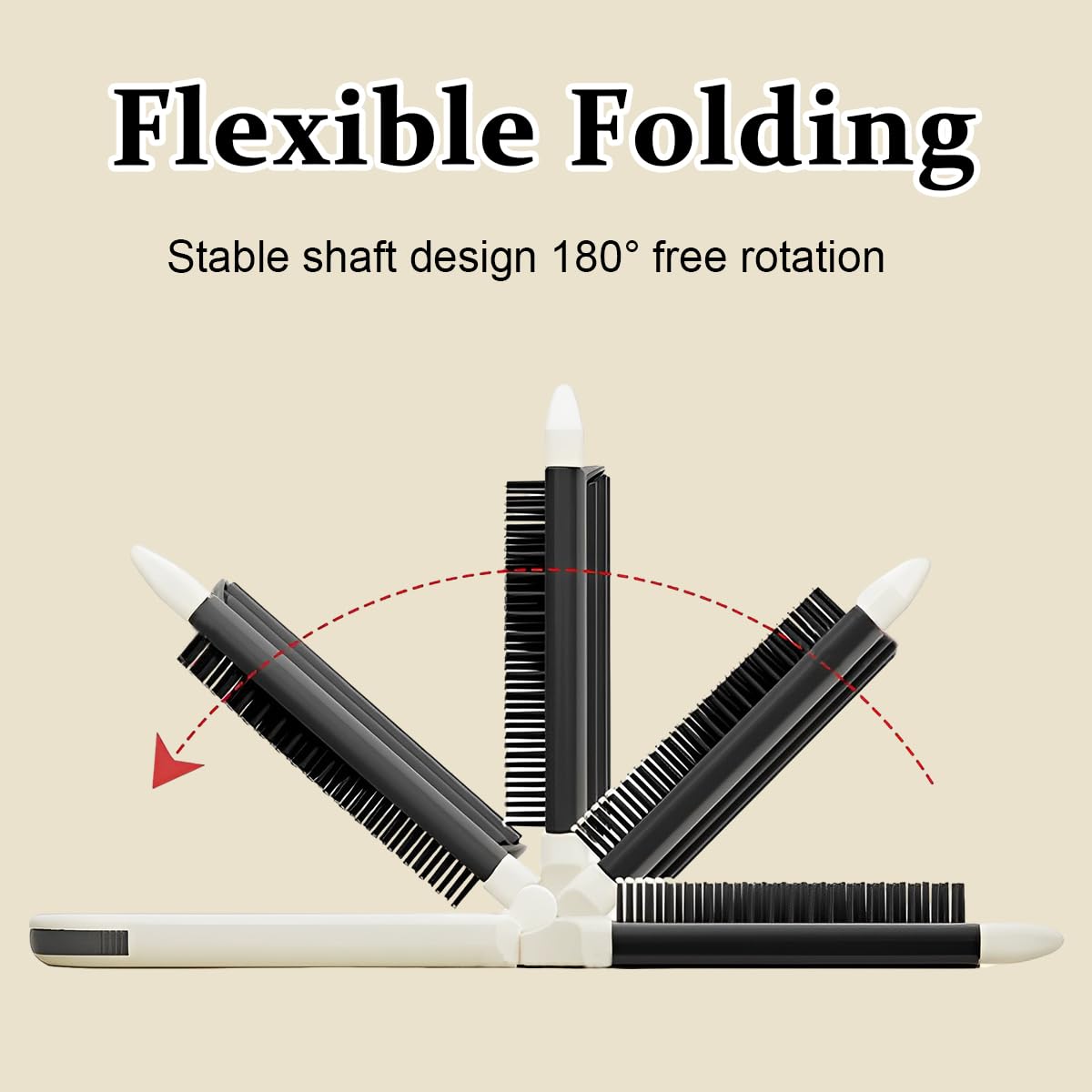 Venzina Mini Folding Hair Brush with Mirror for Travel featuring Soft Bristles | Cute Cartoon Design for Women and Girls