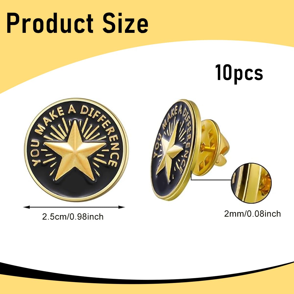 SANNIDHI Enamel Pins for Employee Recognition featuring Gold Plated Star Design | 10pcs Set