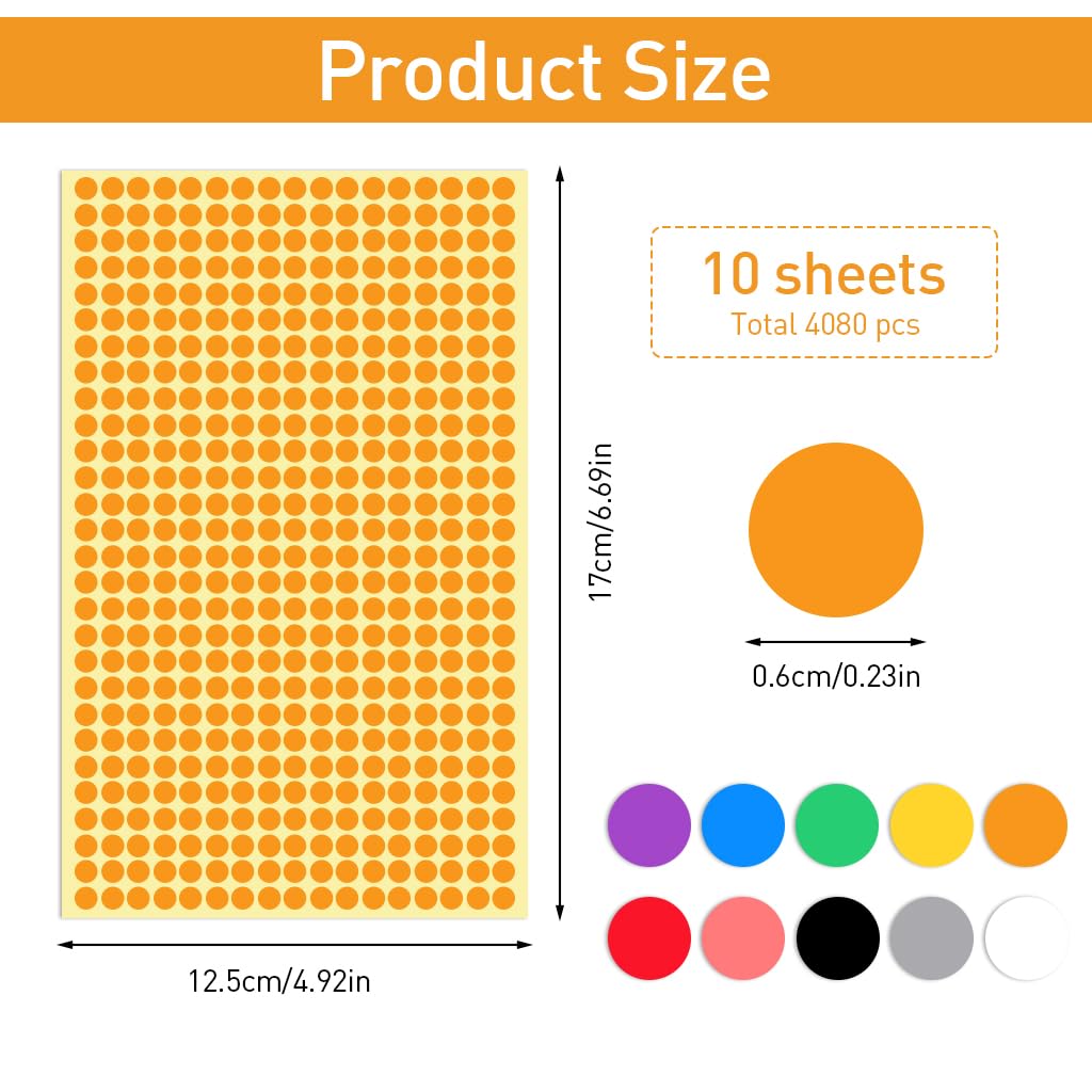 HASTHIP Colored Dot Stickers for Labeling and Organization with Easy Peel Design | 10 Sheets 6mm Round Labels