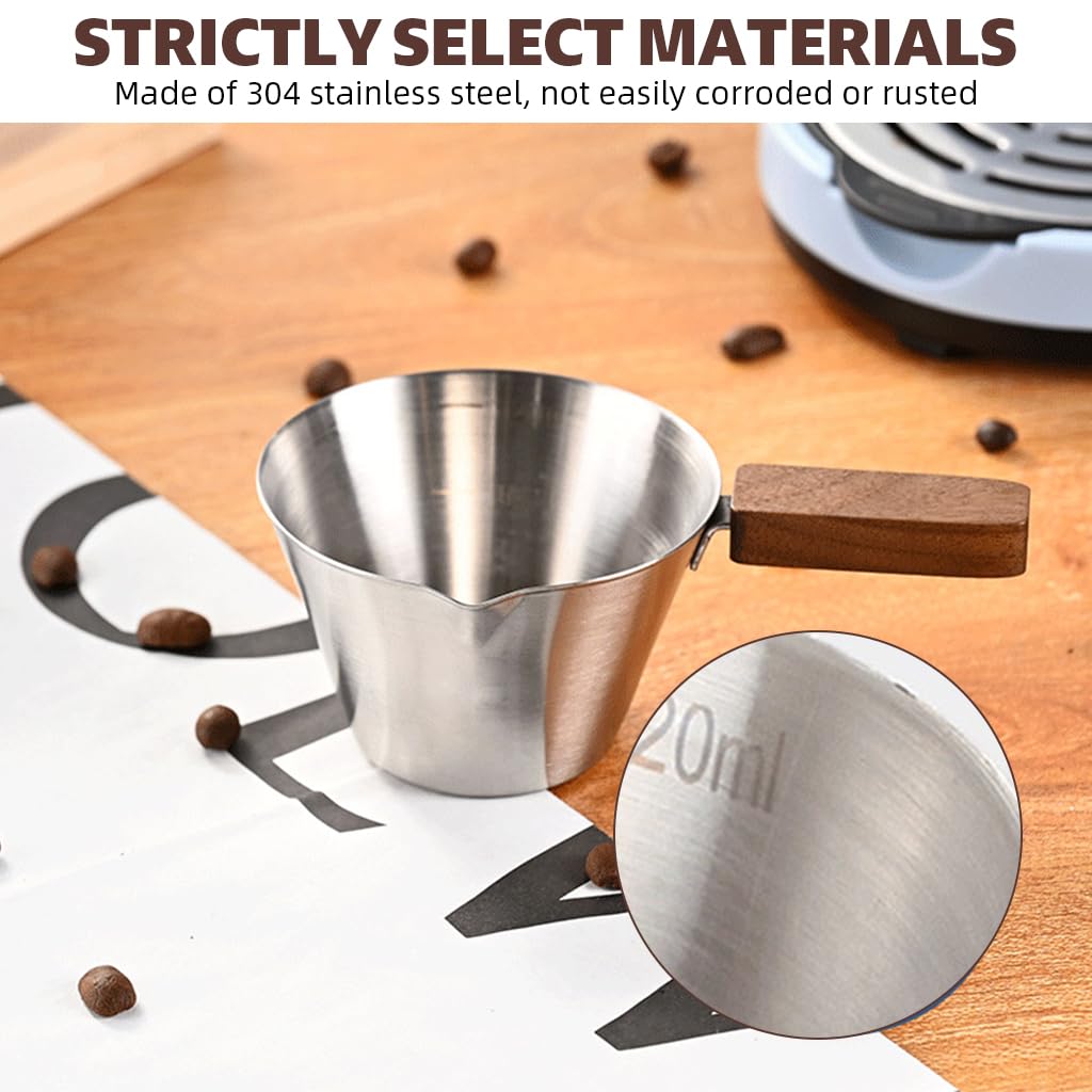 Supvox Espresso Coffee Cup 120ml for Kitchen Use with Wooden Handle and V Nozzle Design