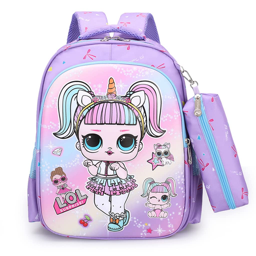 PALAY Small Backpack for Girls with 37×29×12cm Capacity and Ergonomic Padded Straps | Violet Waterproof School Bag with Pencil Case