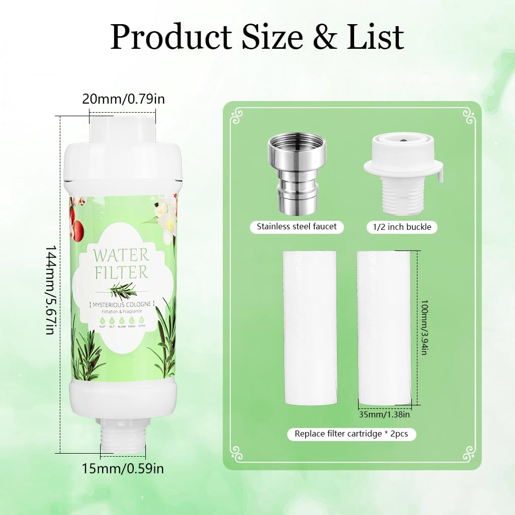 Serplex Scented Water Filter Cartridge for Shower System with 3 Cotton Refills | Universal Faucet Adapter