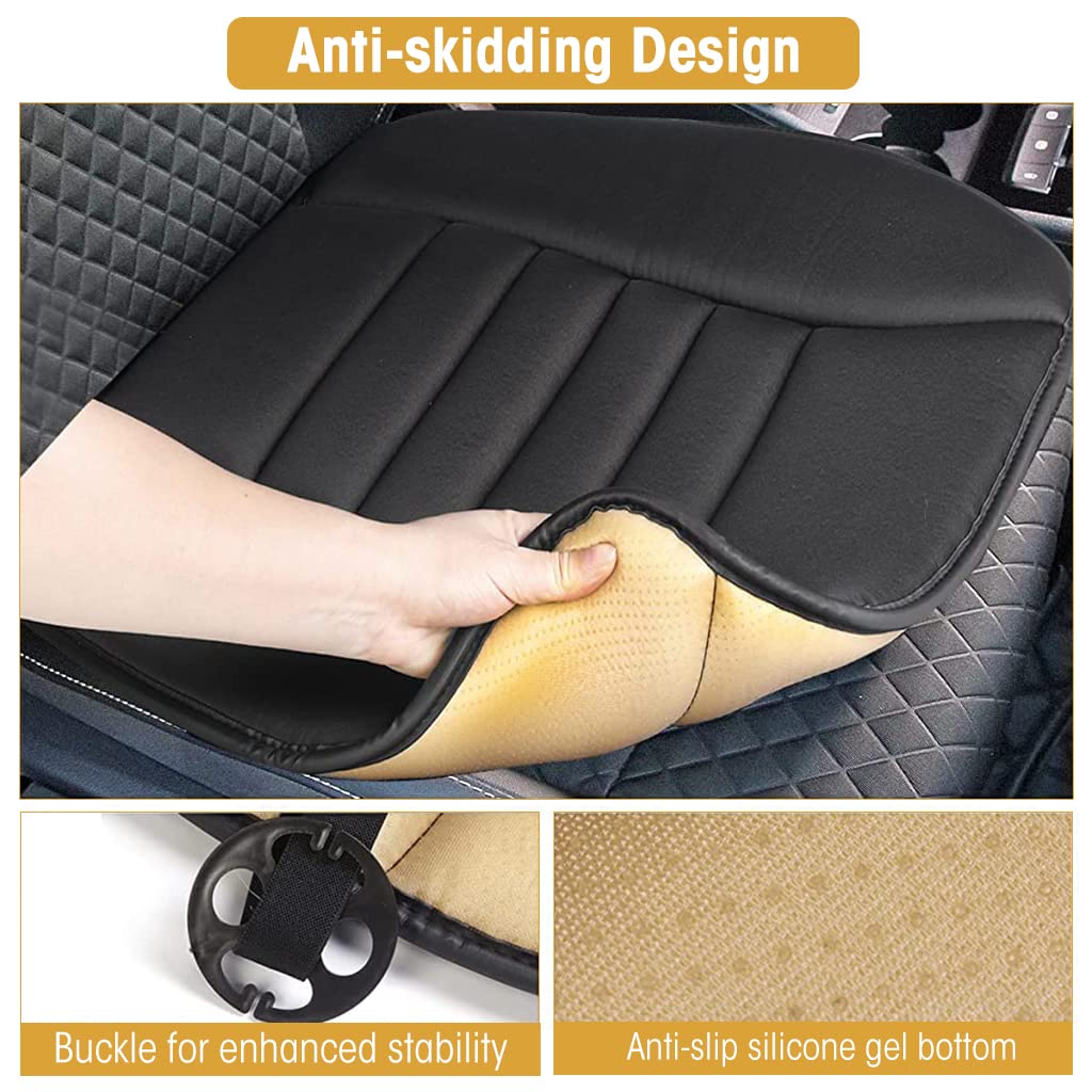 STHIRA Memory Foam Car Seat Cushion for All Season Comfort with Anti Slip Bottom | Black 1 Pack