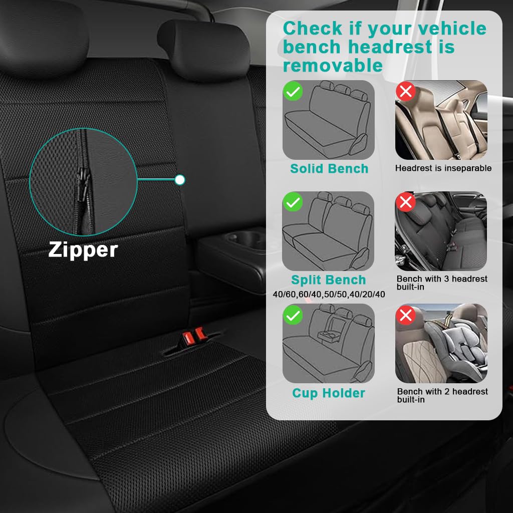 STHIRA Car Seat Covers for Sedans Trucks and SUVs with 9 Piece Set | Featuring Breathable Mesh and Invisible Zipper Design