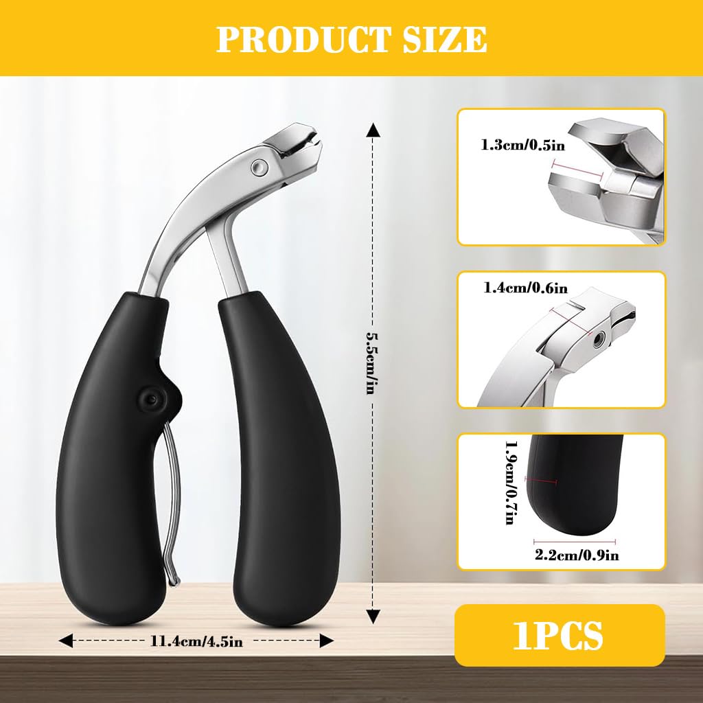 MAYCREATE Nail Clipper for Thick and Overgrown Nails with Curved Head and Ergonomic Handle | Sharp Stainless Steel Cutter for Fingernails and Toenails