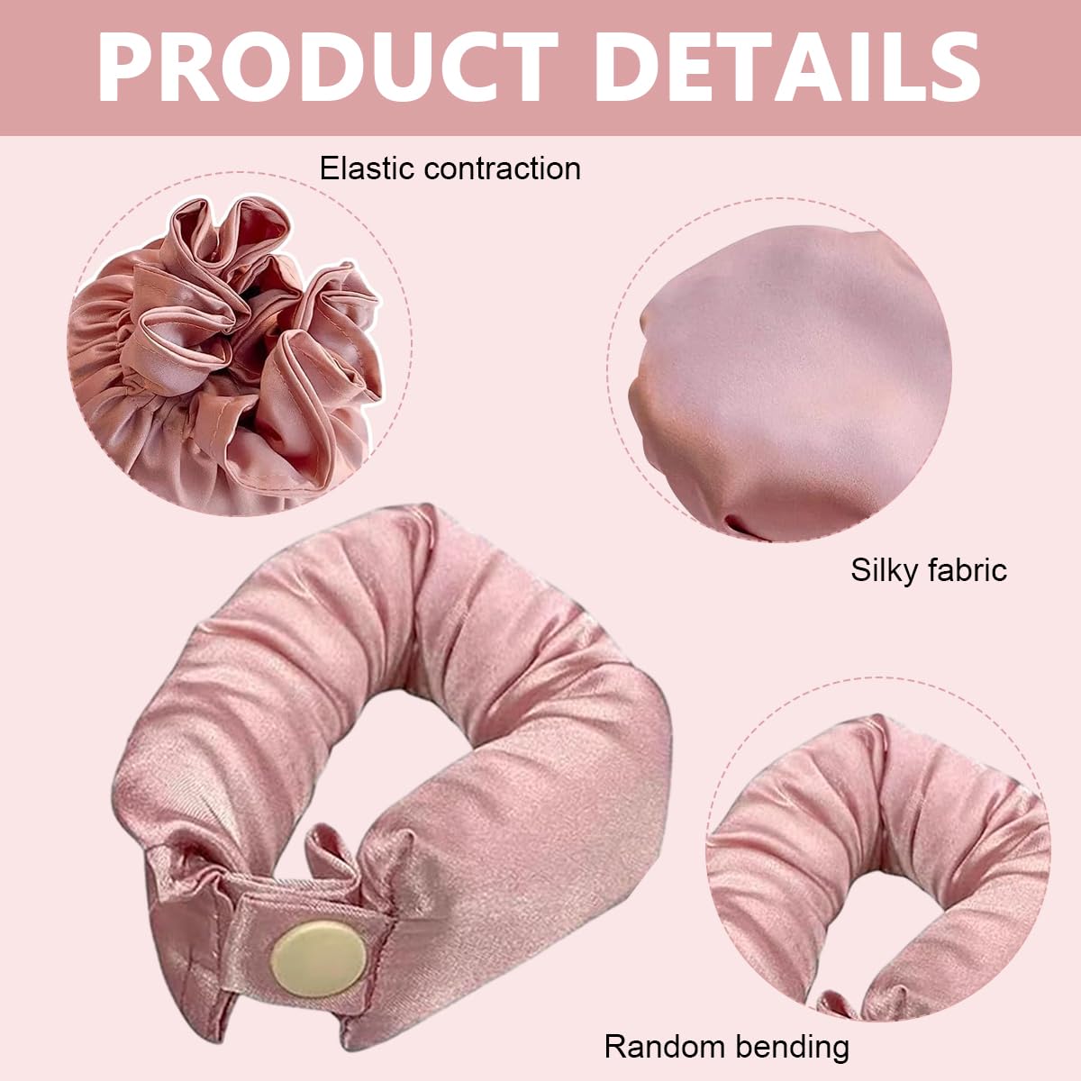 SANNIDHI Heatless Hair Curler for All Hair Types with 2 Sets Satin Rods and Caps | Pink DIY Styling