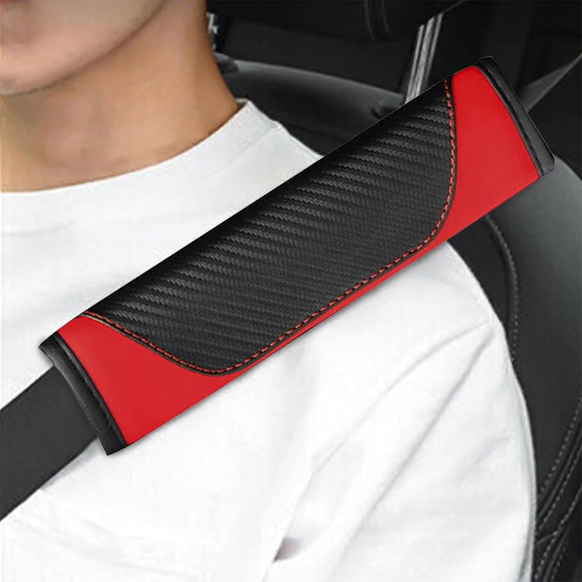 STHIRA® 2pcs Seat Belt Pad PU Leather Foam Seat Belt Pad Neck Protection Shoulder Protection Car Seat Belt Pad Universal Foam Strap Pad for Car Seat Belts Car Interior Accessories