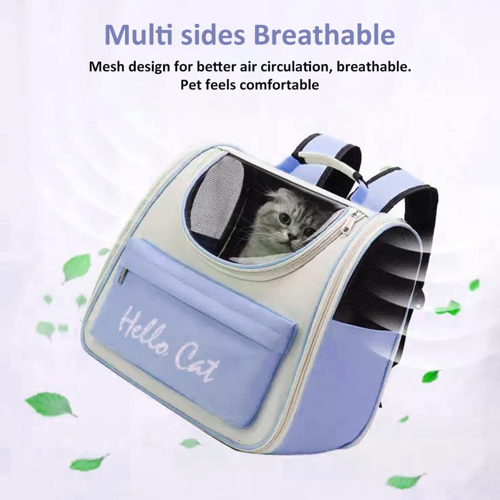 Qpets Cat Carrier Backpack for Travel with 34×25×37cm Spacious Frame and Mesh Window | Lavender Blue