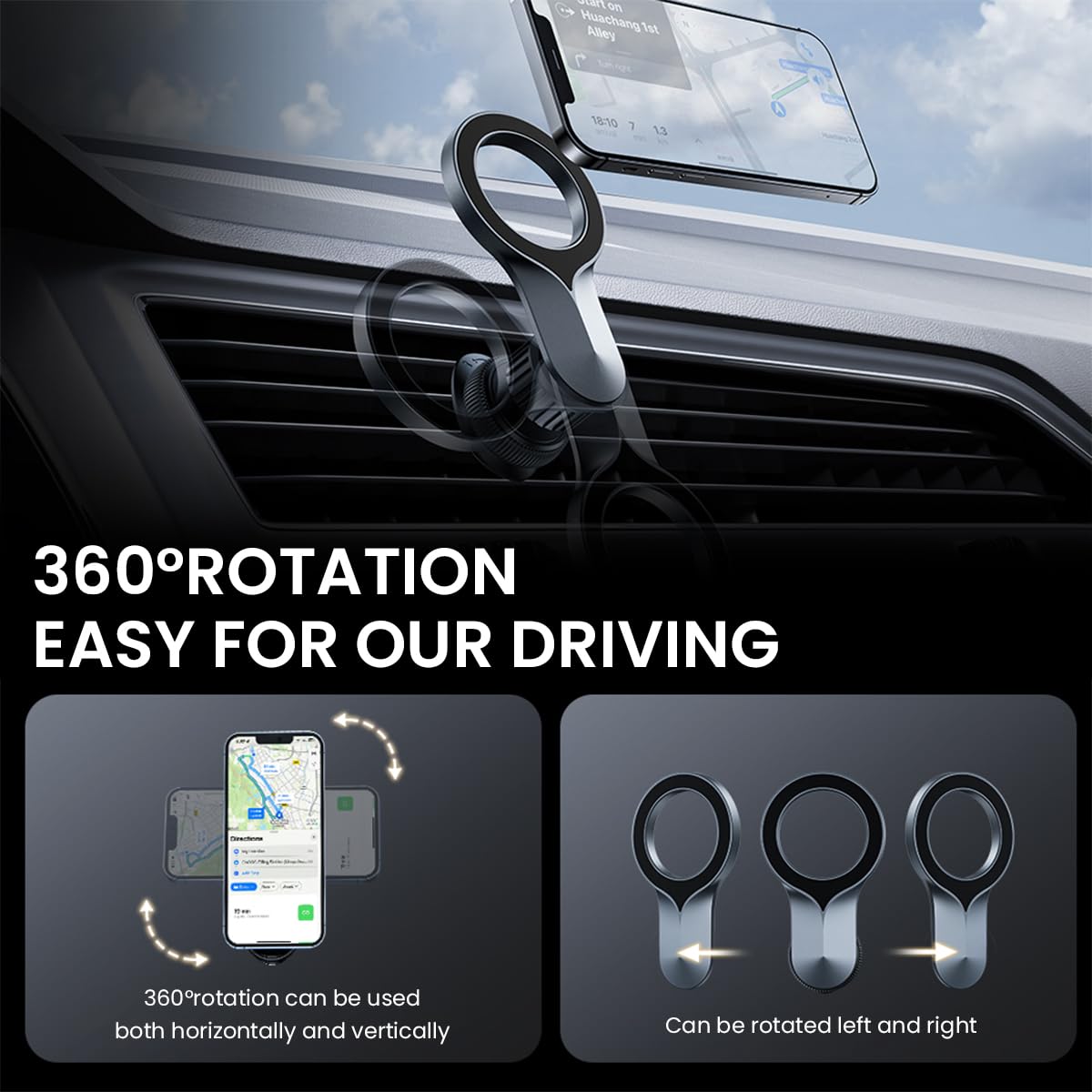 ZORBES Phone Holder for Car Vent with 16pcs N52 Magnets and 360° Rotatable Arm | Hands Free Mount