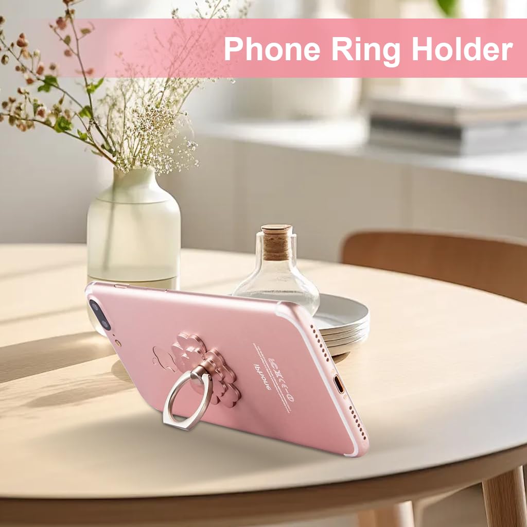 ZORBES Metal Phone Ring Stand Grip 4 Pack with 360° Rotation and Four Leaf Clover Design