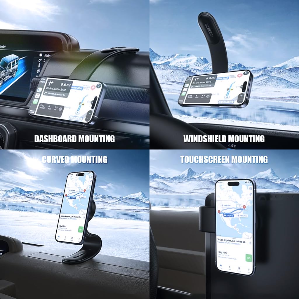 STHIRA Magnetic Phone Holder for Car with N52 Magnet 1.8kg Grip and Flexible Aluminum Arm | Dashboard and Home Use