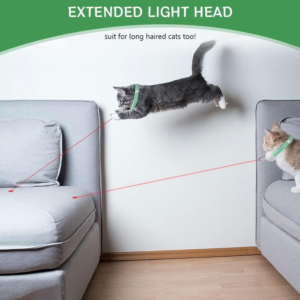 Qpets Cat Collar Laser Pointer for Interactive Play with Dual Laser Modes and USB Rechargeable Silicone Design