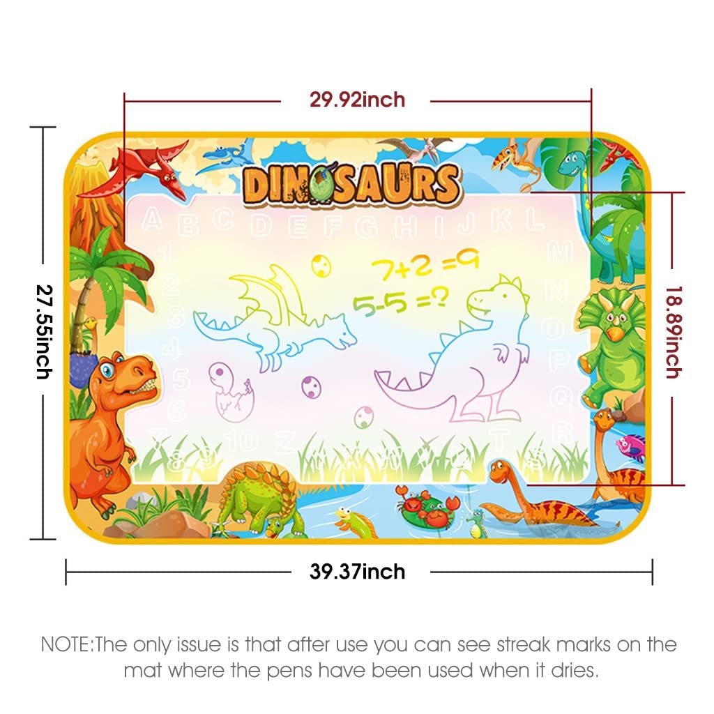 [Second-hand]PATPAT@ Water Doodle Mat 100 * 75CM Large Water Drawing Mat, Drawing Painting Mat with Water Doodle Pens Drawing Painting Stencils, Educational Toy Toddlers (Sage 3)
