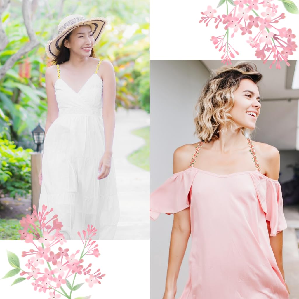 SANNIDHI Bra Straps for Women with Embroidered Floral Design 1.8cm Width Adjustable 3 Pcs Set