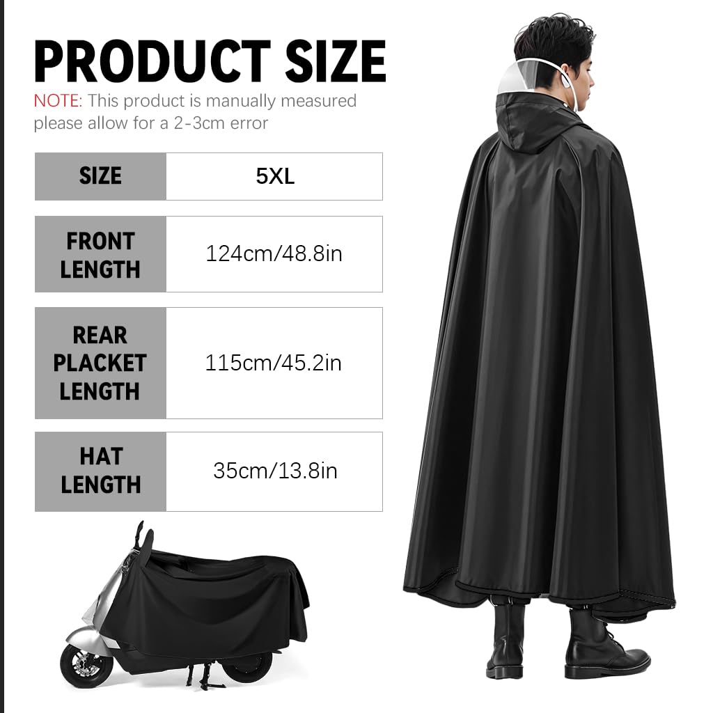 GUSTAVE Oversized Rain Poncho for Motorcycle and Scooter Riders with Clear Front Panel | EVA Waterproof 2 PCS Adult Hooded Raincoat