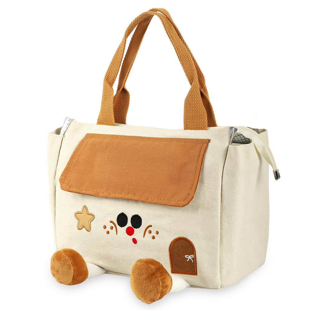 HASTHIP Lunch Bag for Kids with 9.5L Capacity and Reinforced Handles | Waterproof Brown Tote