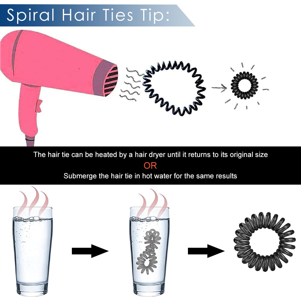 ZIBUYU Hair Ties for Women and Girls with Spiral Coil Design including 18PCS | Stretchable Elastic Scrunchies for Daily Use