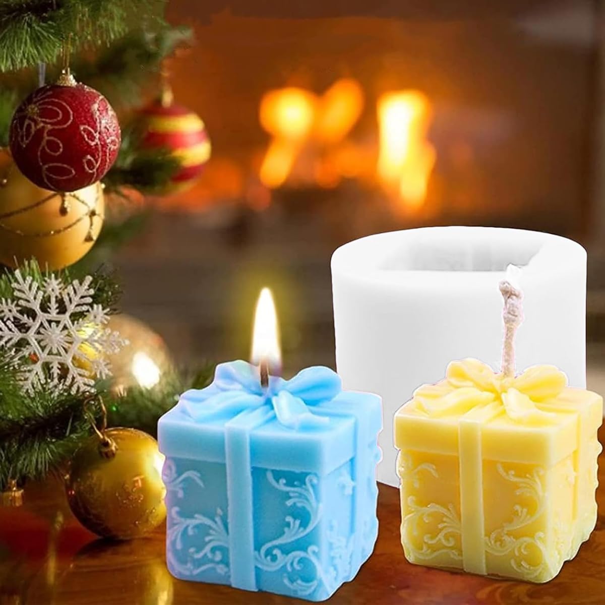 ZIBUYU Silicone Mold for DIY Gift Boxes featuring Embossed Bow Design | Resin Clay Soap Craft