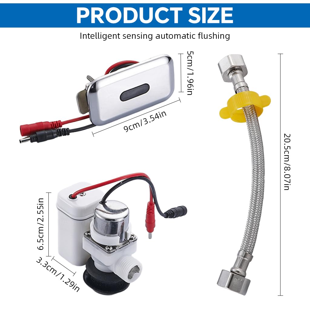 Serplex Urinal Flush Sensor Set with Dual Power Supply and Stainless Steel Wall Mount | 3PCS