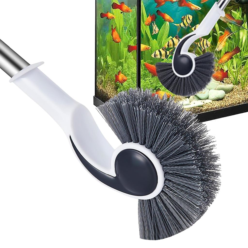 Qpets® Cleaning Brush - Adjustable Long Handle - Spiral Brush Head - Versatile Tool for Pool, Bathroom, Kitchen, Fish Tank - Lightweight, Durable, 95cm - Pack of 2 Brushes and 2 Handles