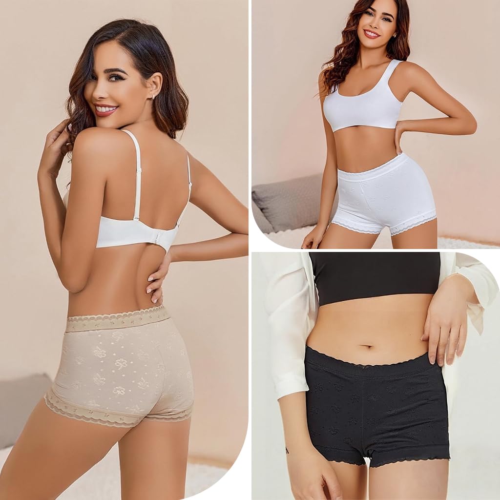 SANNIDHI Women's Boyshorts for Daily Comfort with Traceless Fit and Embossed Design | Pack of 3