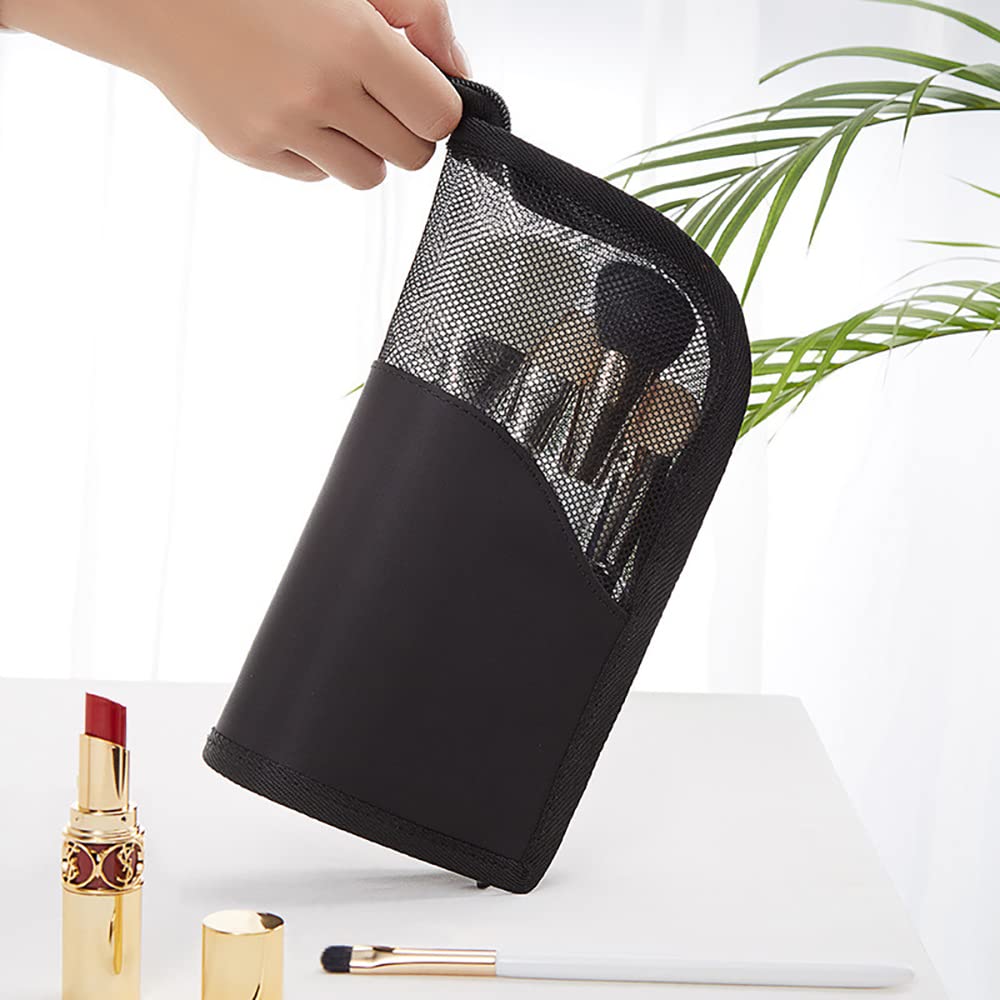 MAYCREATE® 2 in 1 Makeup Brush Bag Makeup Stand Holder Makeup Brush Pouch Makeup Brush Organizer Travel Makeup Brush Bag for Travel (Pink)