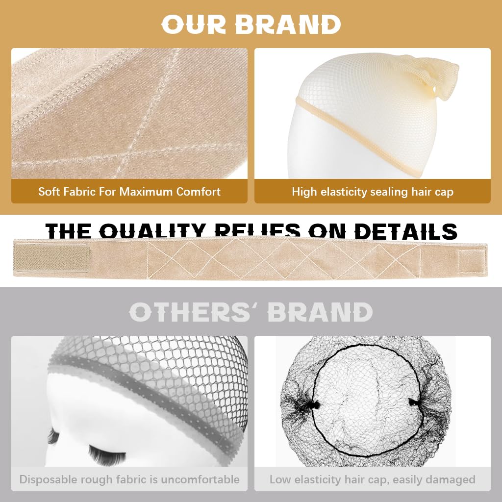 MAYCREATE Wig Grip Band for Securing Lace Front Wigs with Adjustable Velvet Material | Includes 1 Wig Grip and 2 Wig Caps