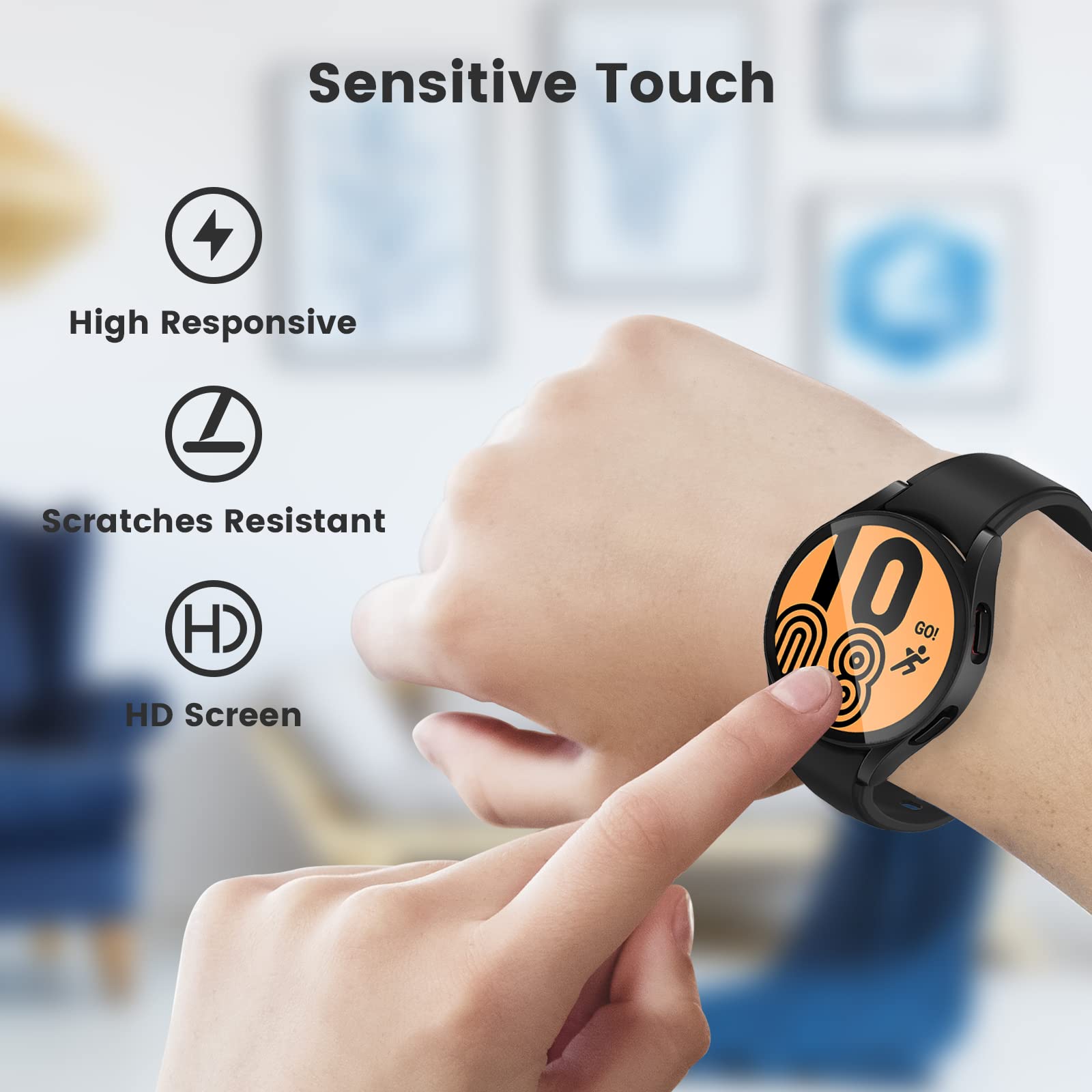 Verilux Black PC Matte Cover Case for Samsung Galaxy Watch 4 44mm with HD Screen Guard