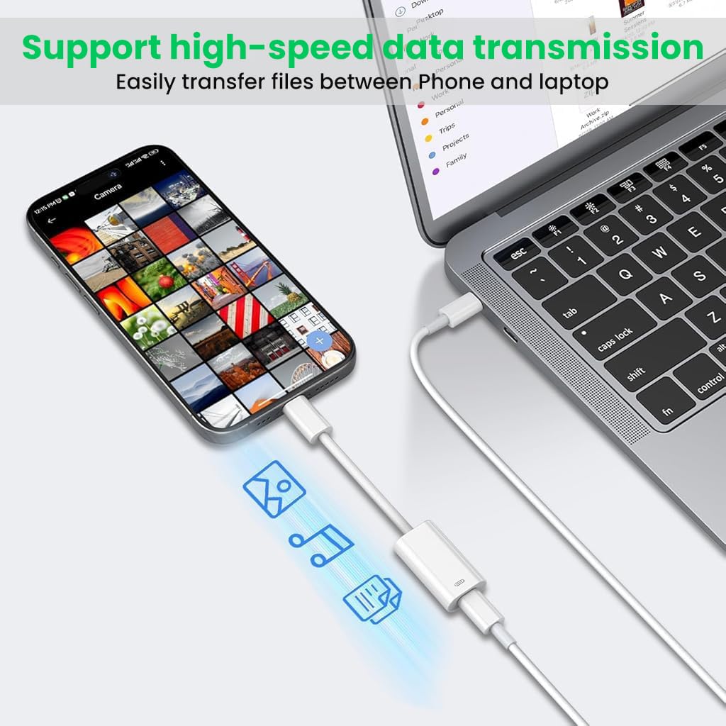 ZORBES Type C to Lightning Adapter for iPhone 15 with 25cm Cable and PD 27W Fast Charging | Plug and Play Connection