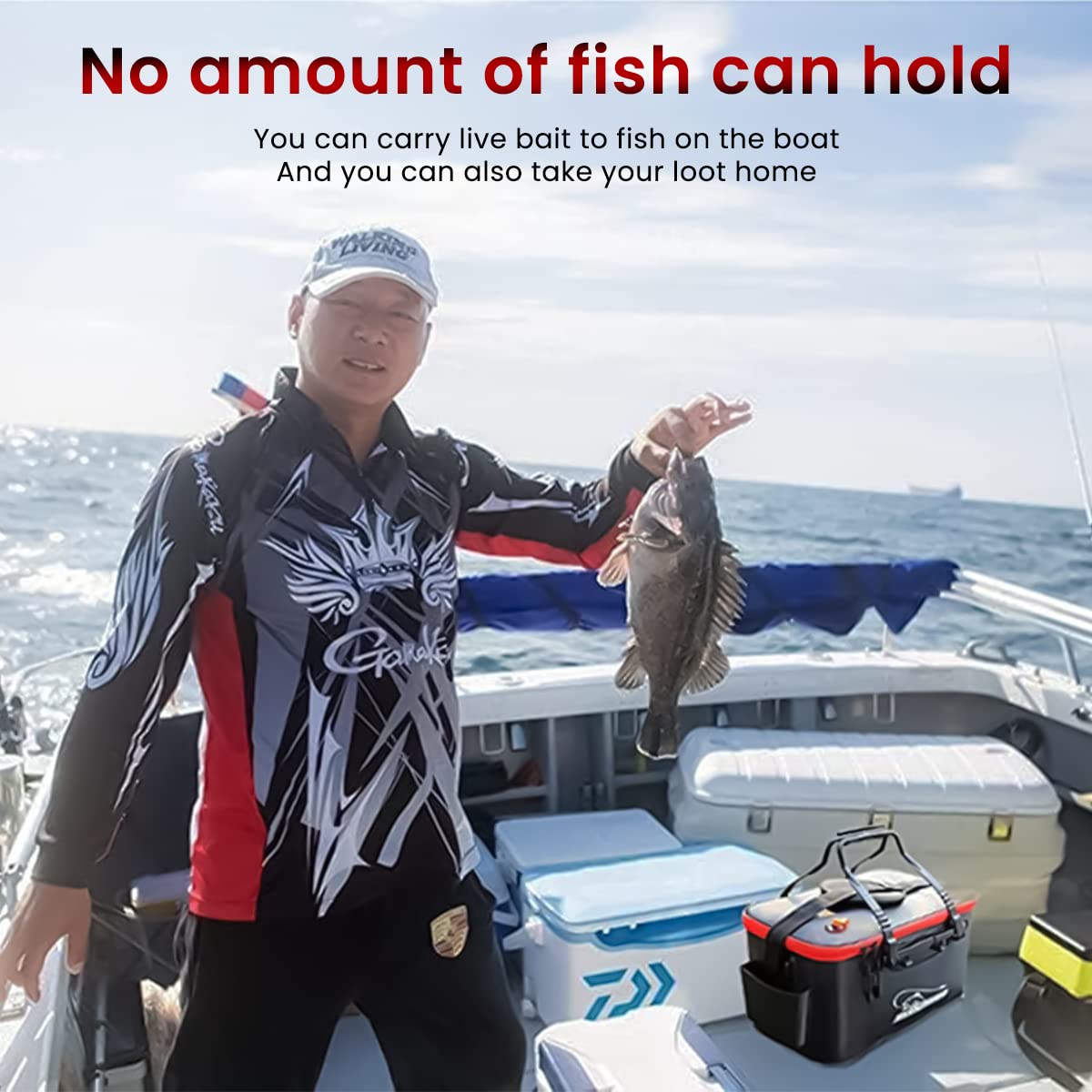 Proberos Fishing Bucket for Outdoor Use with 23L Capacity and Roll Up Mesh Cover | EVA Material