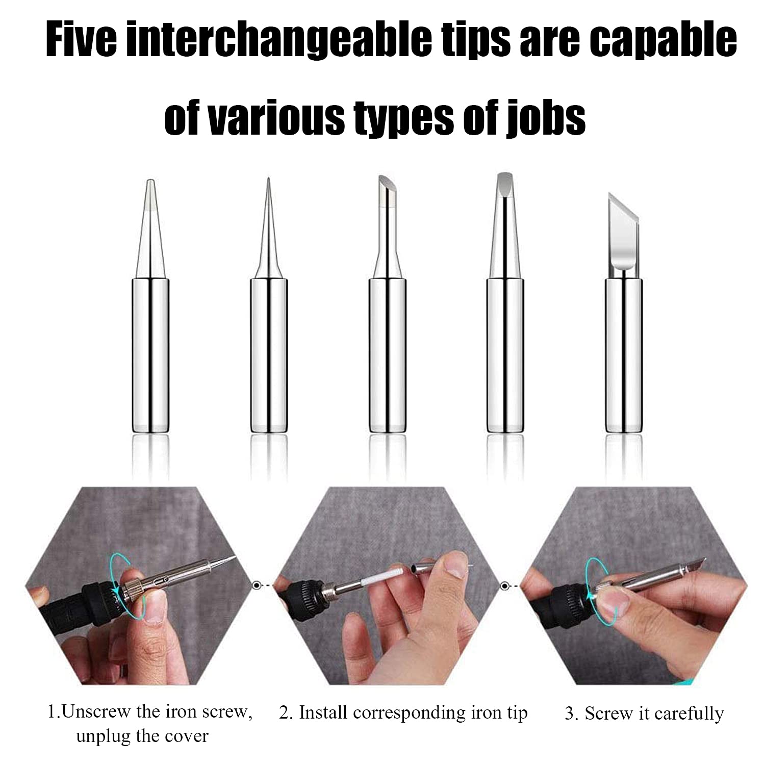 Serplex Electric Soldering Iron 60W 220V for Circuit Board Repair with Adjustable 200–450°C | Silicone Anti‑Slip Handle and Heat Dissipation Holes