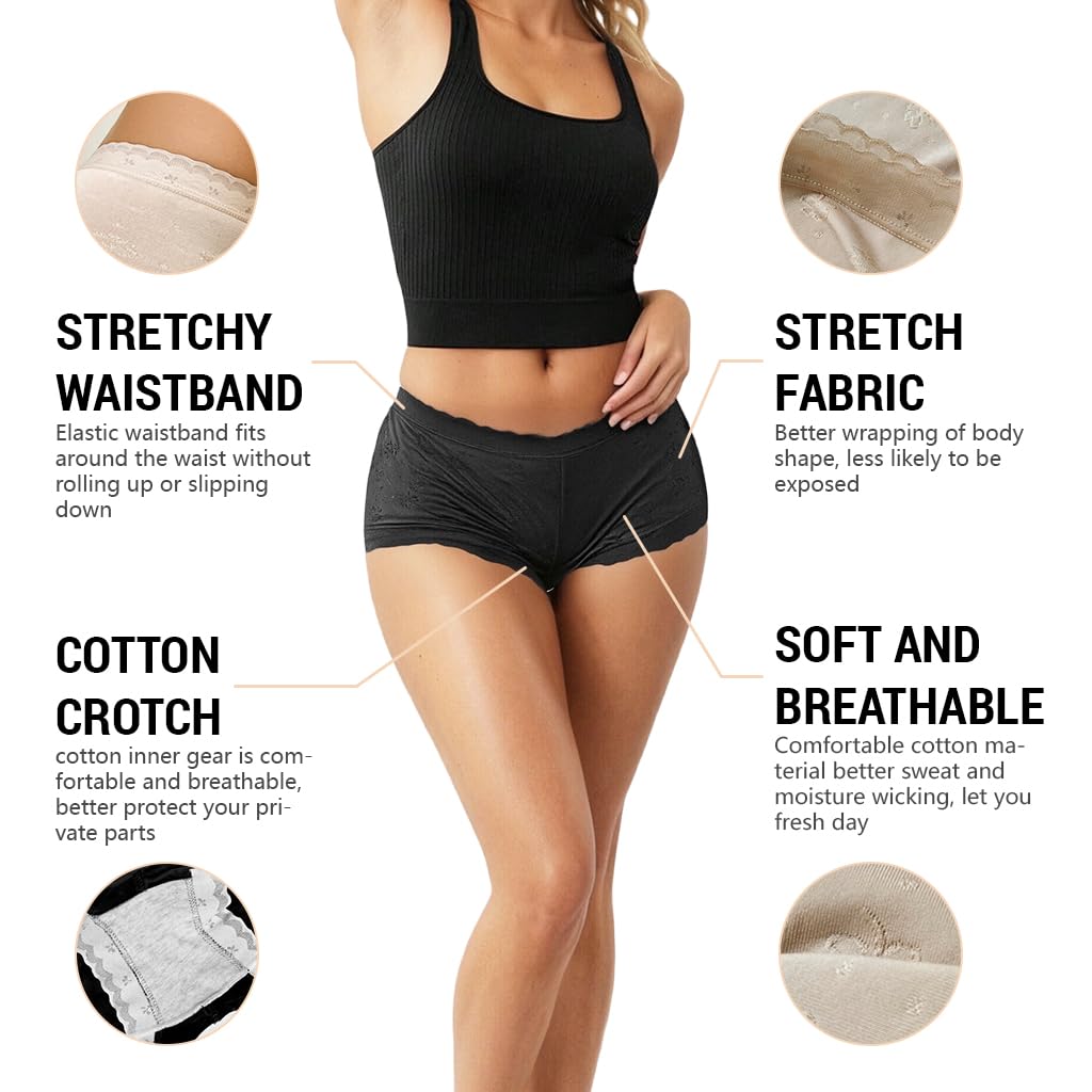 SANNIDHI Women's Boyshorts for Daily Comfort with Traceless Fit and Embossed Design | Pack of 3