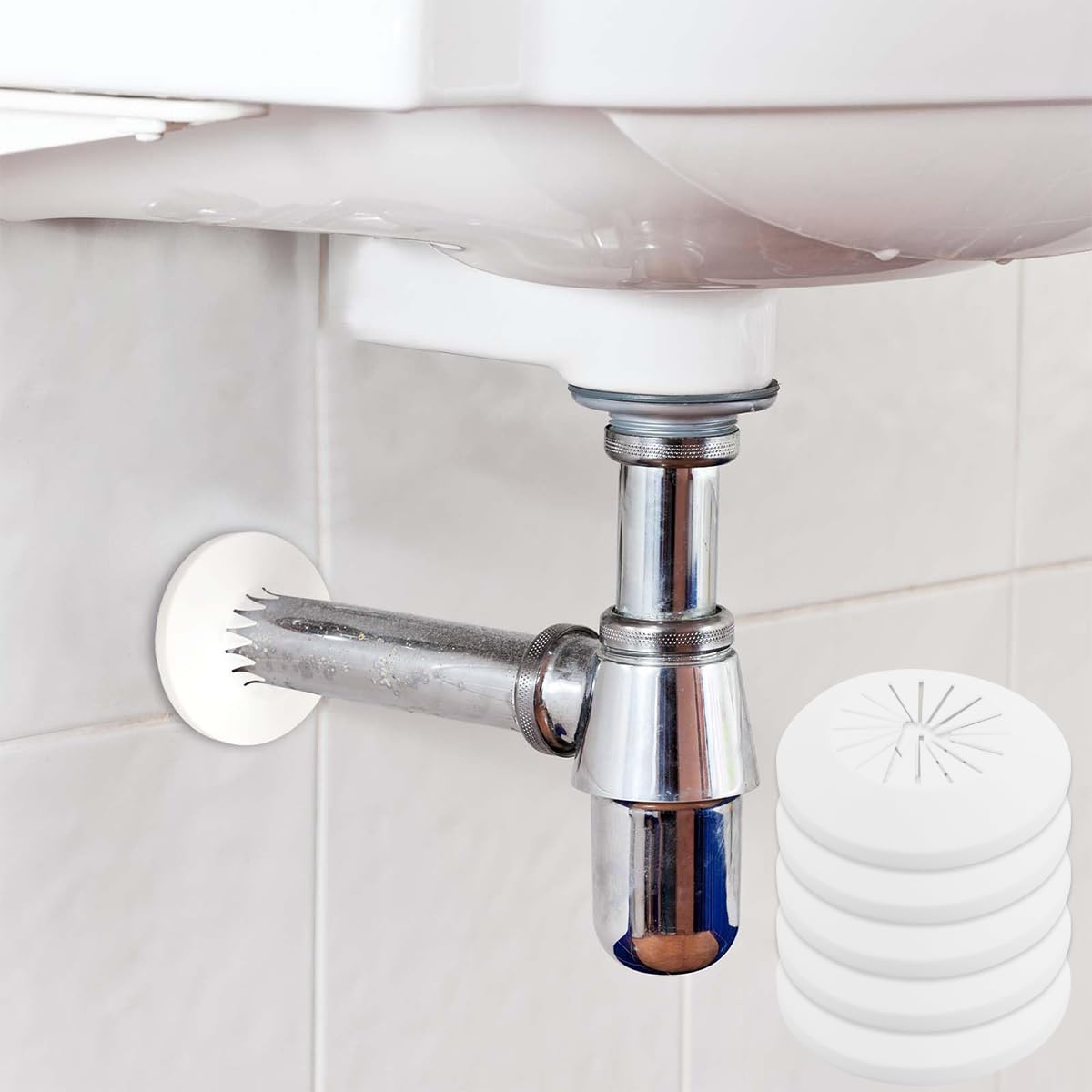 HASTHIP Pipe Cover Decoration for Plumbing and Radiator Pipes 14–45mm with Snap On Design | White PP Plastic Finish