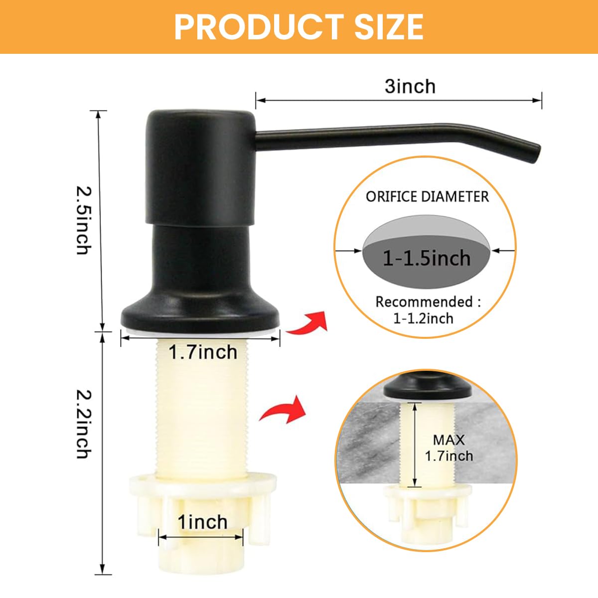HANNEA Sink Soap Dispenser with 1.2m Silicone Pipe featuring Modern Stainless Steel Pump | Ideal for Kitchen Use