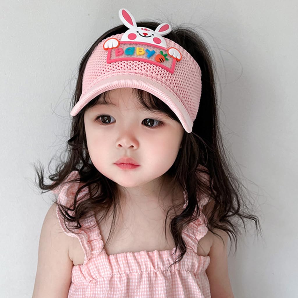 SNOWIE SOFT Sun Hat for Kids with Wide Brim and Stretchy Knit Fit 47–53cm | Pink Bunny Visor
