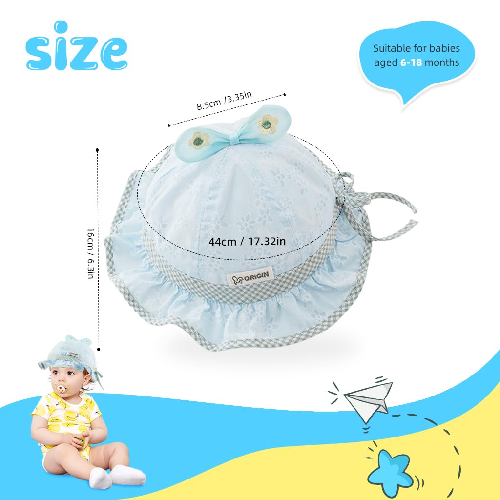 SNOWIE SOFT® Baby Cap For Girls Breathable Cotton Sun Cap Bucket Hat Cute Cap for Baby Girl 6-12 Months Birthday Gift