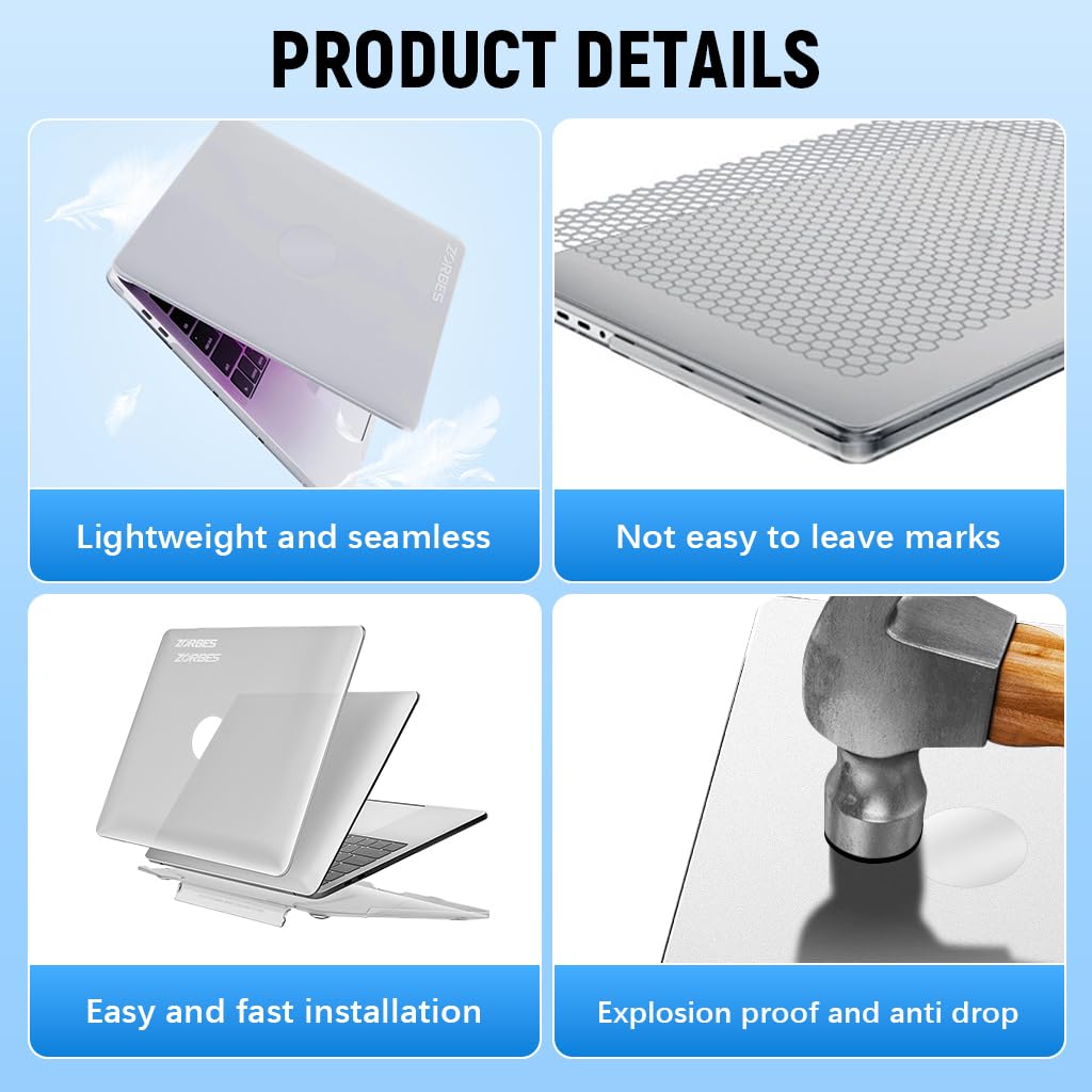 ZORBES Laptop Cover for MacBook Air 13.6 inch with Foldable Kickstand and Grey Hard Shell Case