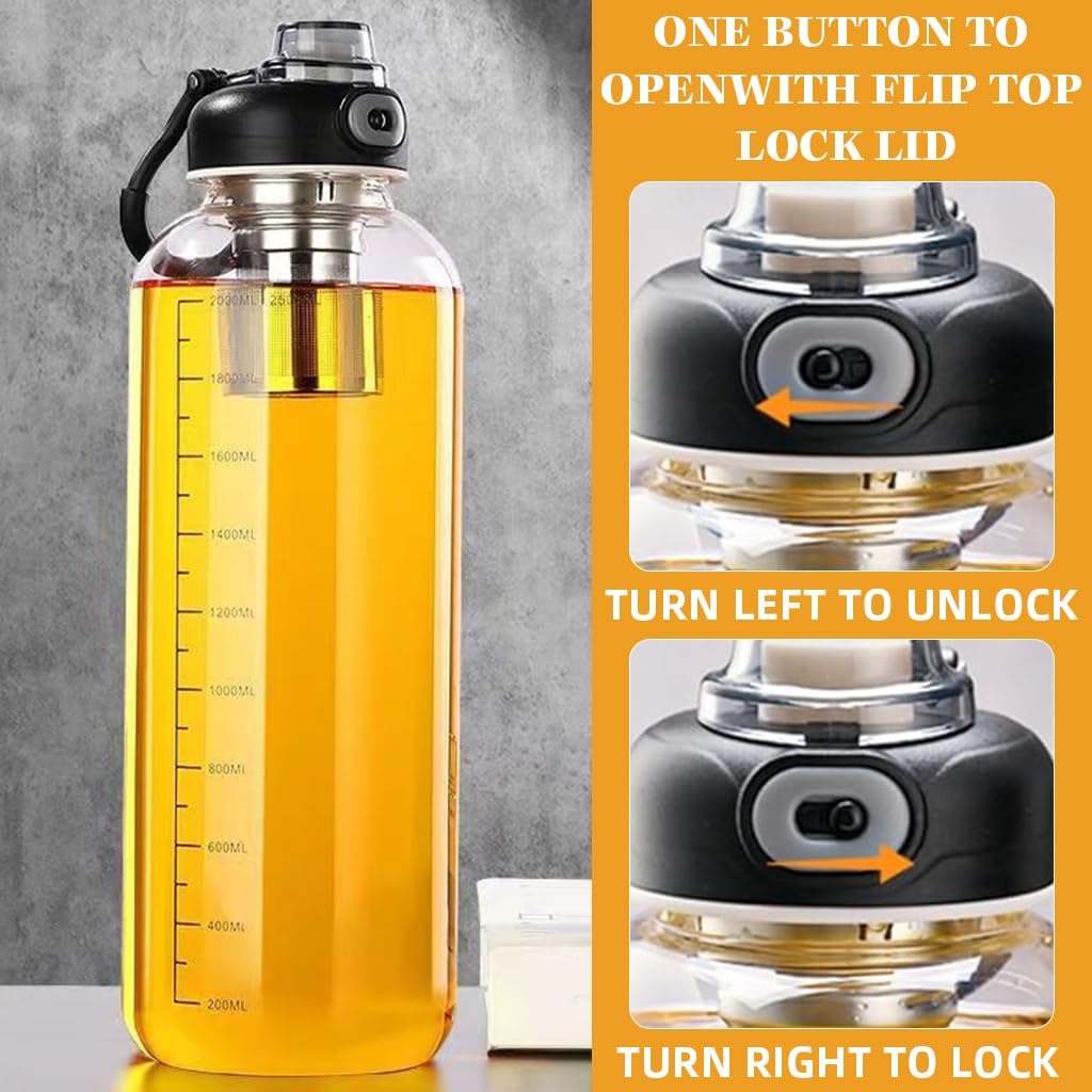 Supvox Glass Water Bottle for Hot and Cold Drinks with Tea Infuser and 2500ml Capacity | Heat Resistant Design and Insulation Carry Bag
