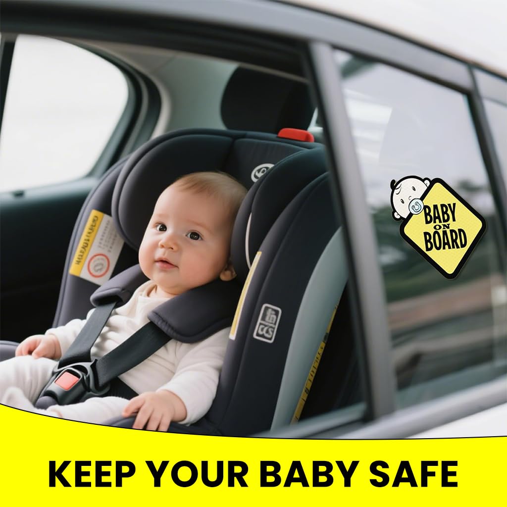 STHIRA Baby on Board Sticker for Cars featuring 2 Pack 10cm Reflective Waterproof Vinyl | Safe Travel in India