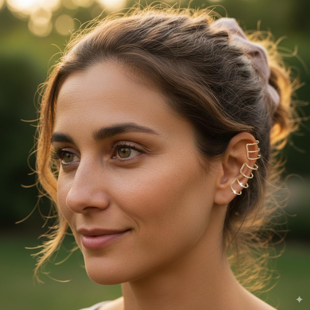 ZIBUYU Ear Cuffs for Women and Girls with Adjustable Non Piercing Clip Design | 12PC Zinc Alloy Set