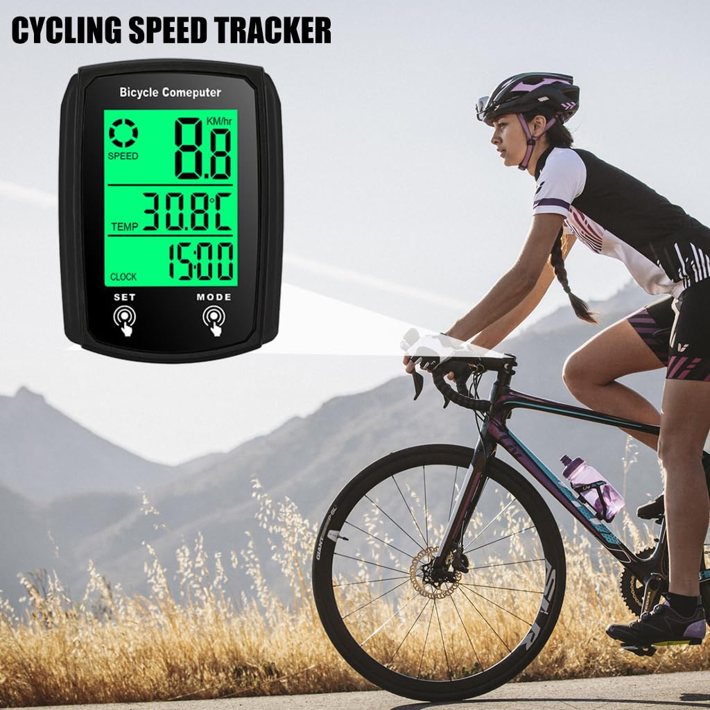 Proberos® Bike Computer and Bicycle Odometer Wired KM/H Bike Speedometer with Automatic Wake-Up Cycling Speed Tracker