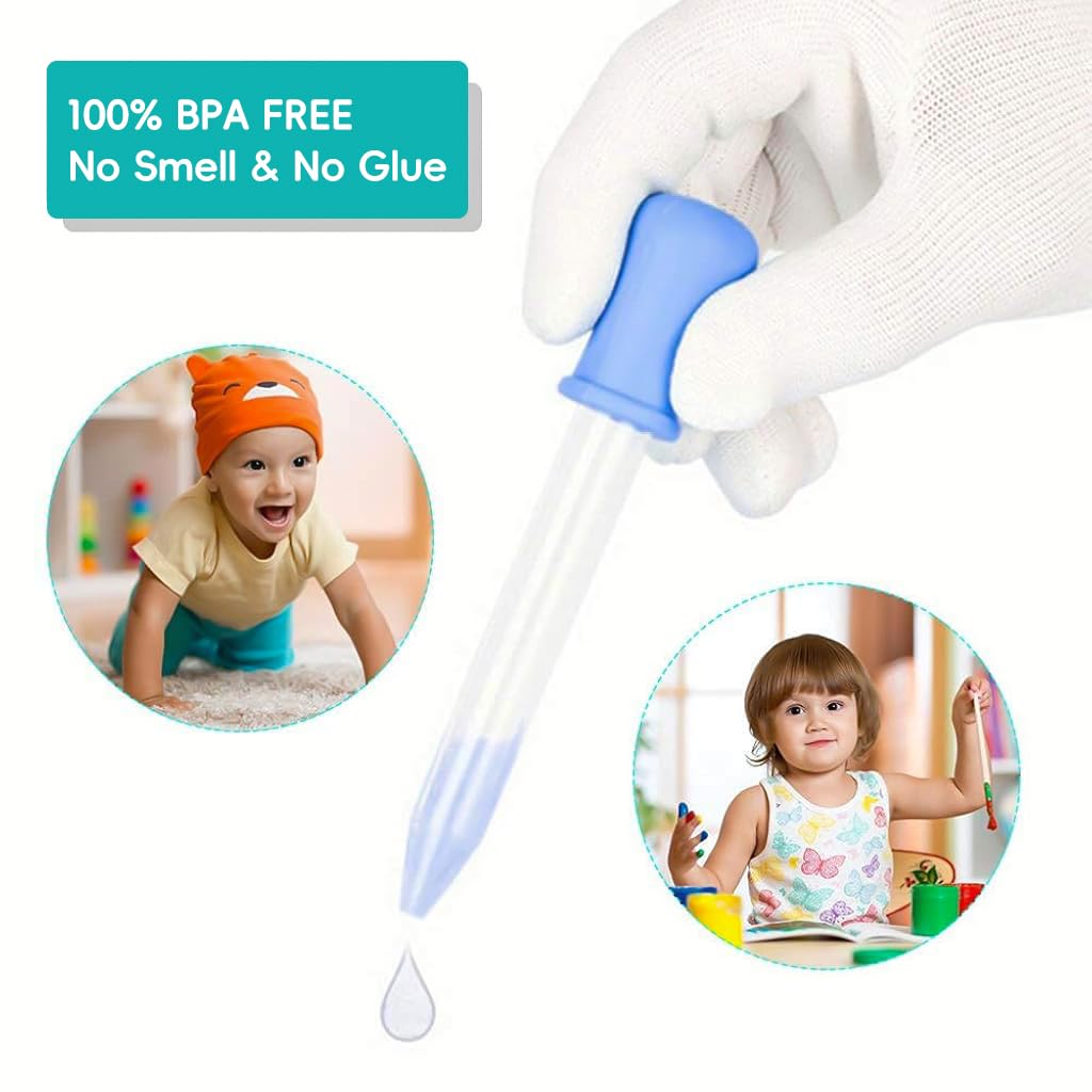 HANNEA Baby Medicine Droppers 10pcs 5ml for Infants with Flat Tip & Silicone Caps | Food Grade PP