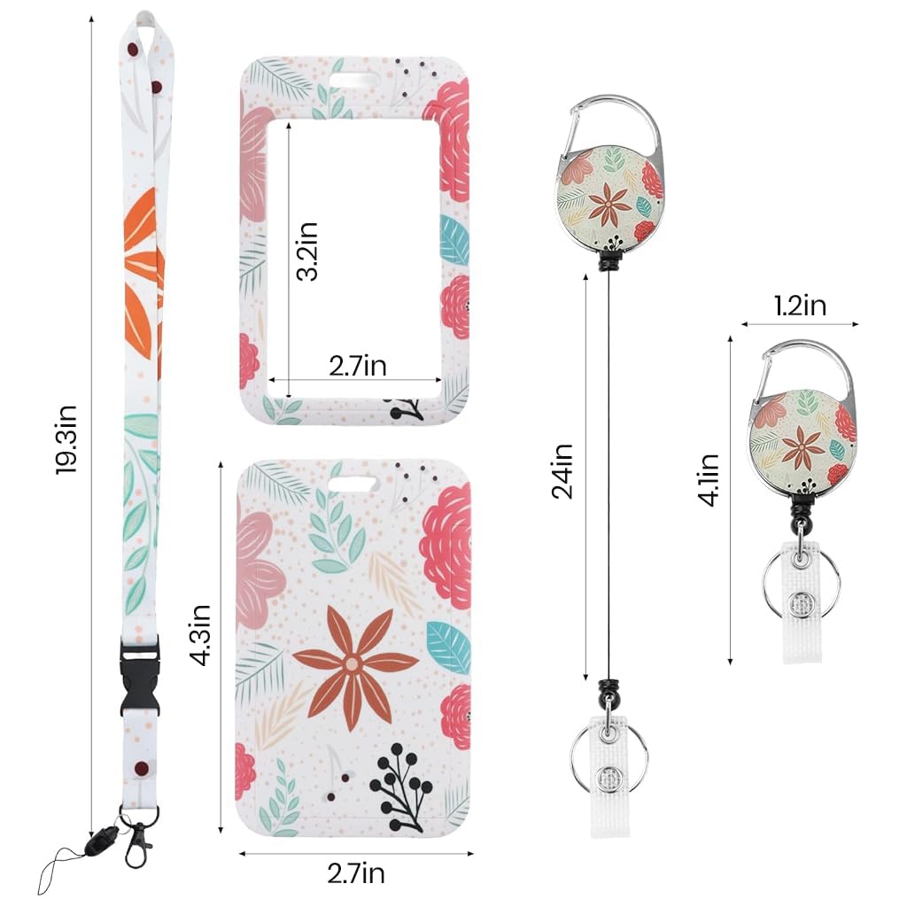 HASTHIP ID Badge Holder Keychain with 24 in Retractable Wire & 19 in Detachable Lanyard for Keys and Cards | Quick Carabiner Clip for Work or Travel